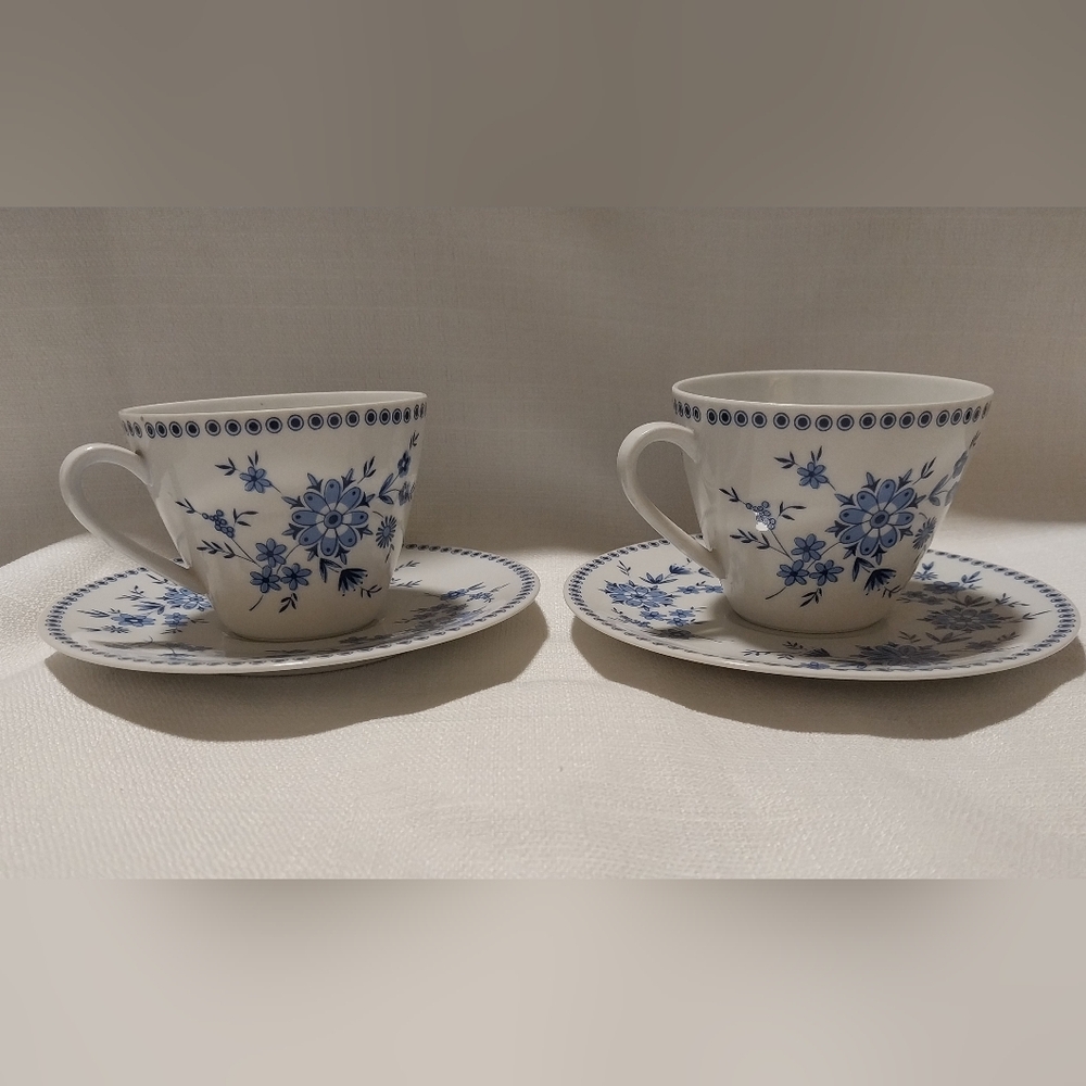 Seltmann Weiden Bavaria Vintage White & Blue Floral Doris Cup & Saucer (2)